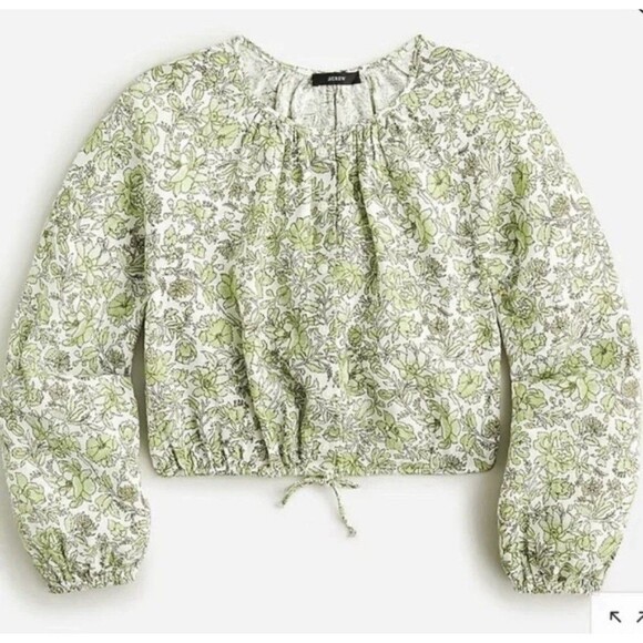 NWOT J. Crew Long Sleeve Tossed Floral Linen Cropped Top and Linen Skirt Set S/6 - Picture 4 of 16